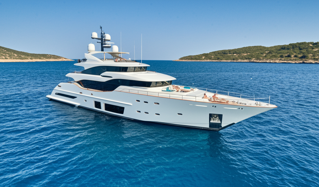 Luxury motor yacht cruising